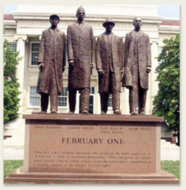 February One statue. 2009. NC Agricultural and Technical State University. (Sculptor: James Barnhill)