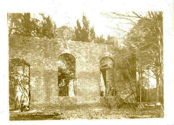 Photograph of the ruins of St. Philips Church in &quot;Old Brunswick Town&quot;, Brunswick County, N.C. Image 1929. Item H.1929.18.1 from the collections of the N.C. Museum of History.  Used courtesy of the North Carolina Department of Cultural Resources. 