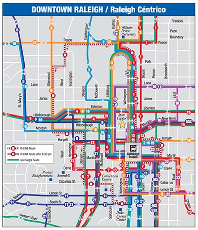 Raleigh bus map